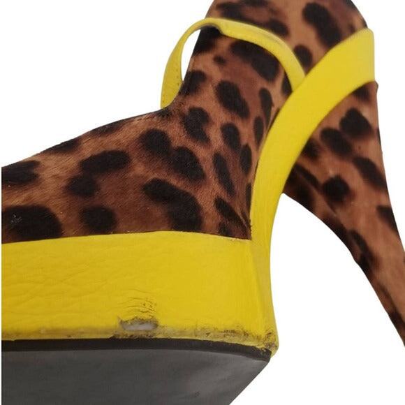 DOLCE & GABBANA Cheetah Platform Heels Yellow Trim Stilettos Size 8.5 - Picture 8 of 10